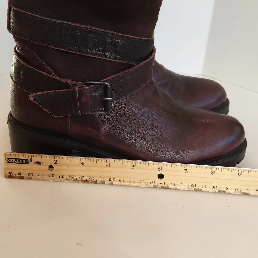 Ross & snow Emilina weatherproof shearling winter moto boots Lug Sole